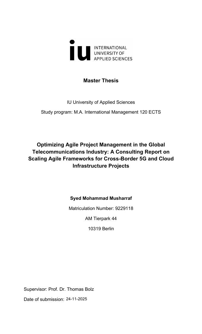 Cover page of the Master's thesis