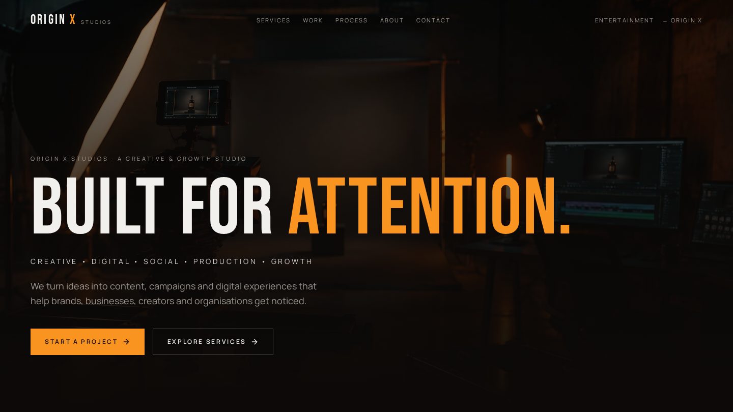 Homepage of OriginX Studios